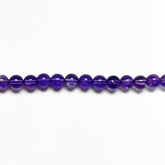 5–5.4mm Smooth Round Amethyst – 14.5 inch, 76 pcs/strand AAA High Quality