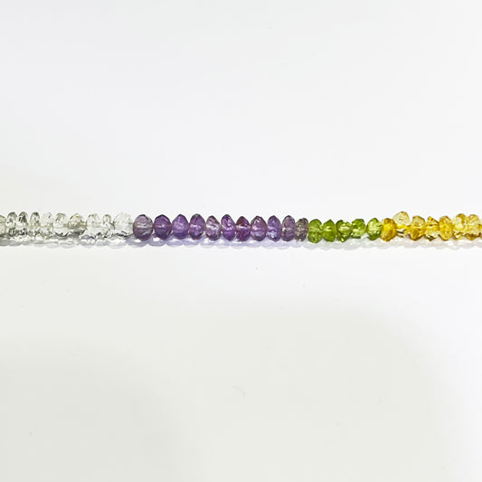 3–3.5mm Faceted Multi Color Spring Mix (Amethyst, Crystal Rock, Peridot) 15 inch 155 pcs/strand AAA High Quality