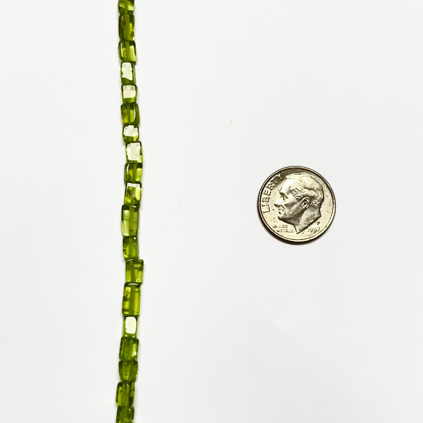 3.5–4mm Square Peridot 14 inch 70 pcs/strand AAA High Quality