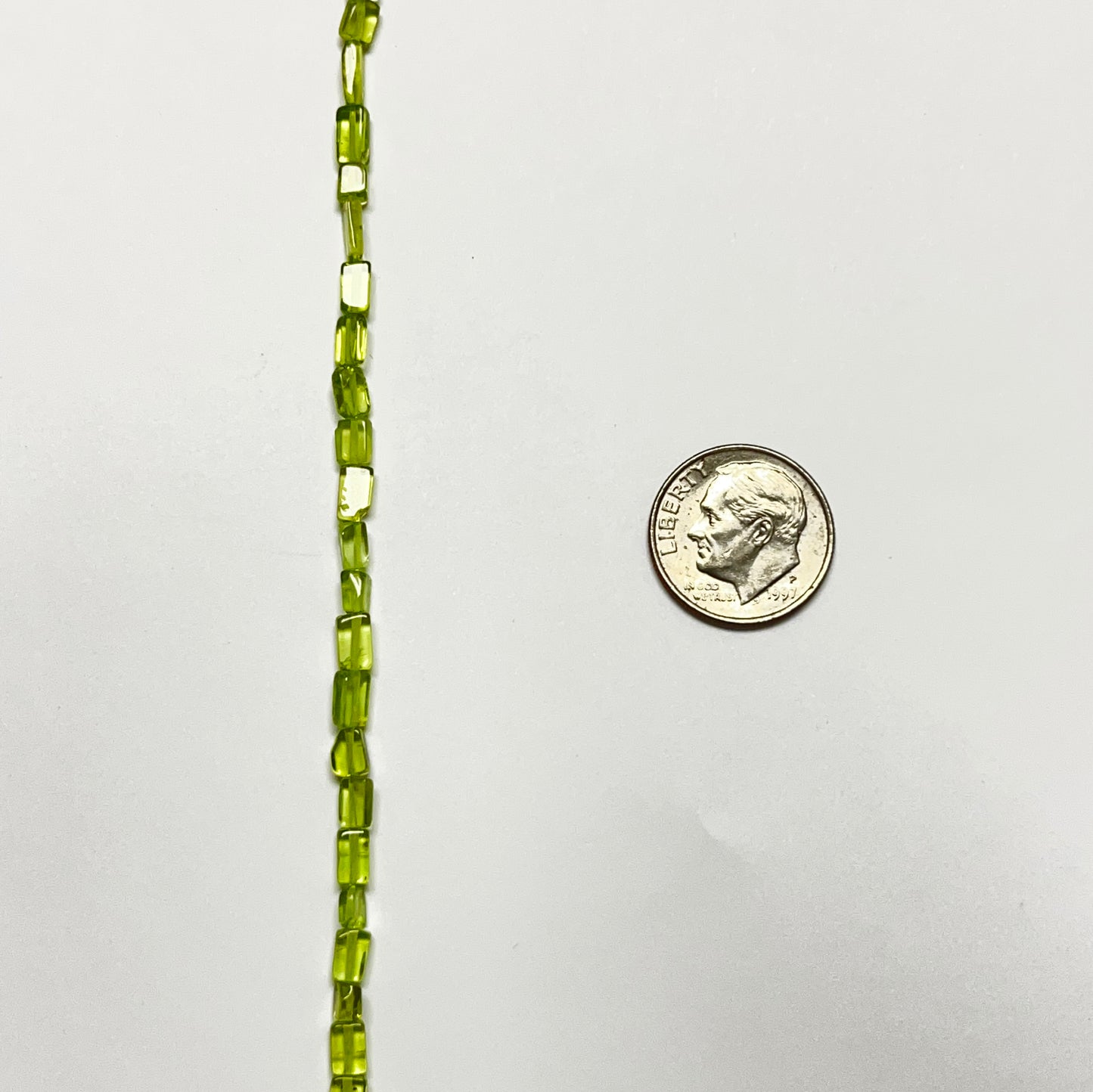 3–3.4mm Square Peridot 14.5 inch 65 pcs/strand AAA High Quality