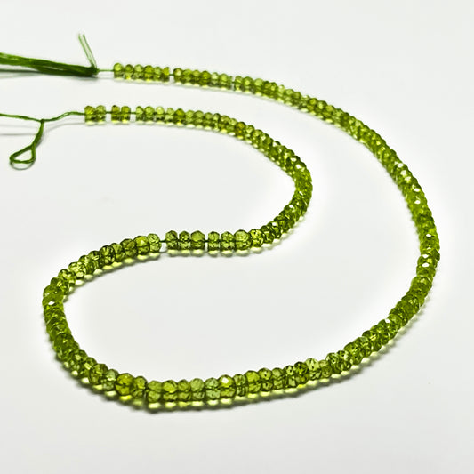 3–4mm Faceted Rondelle Peridot 15 inch 145 pcs/strand AAA High Quality