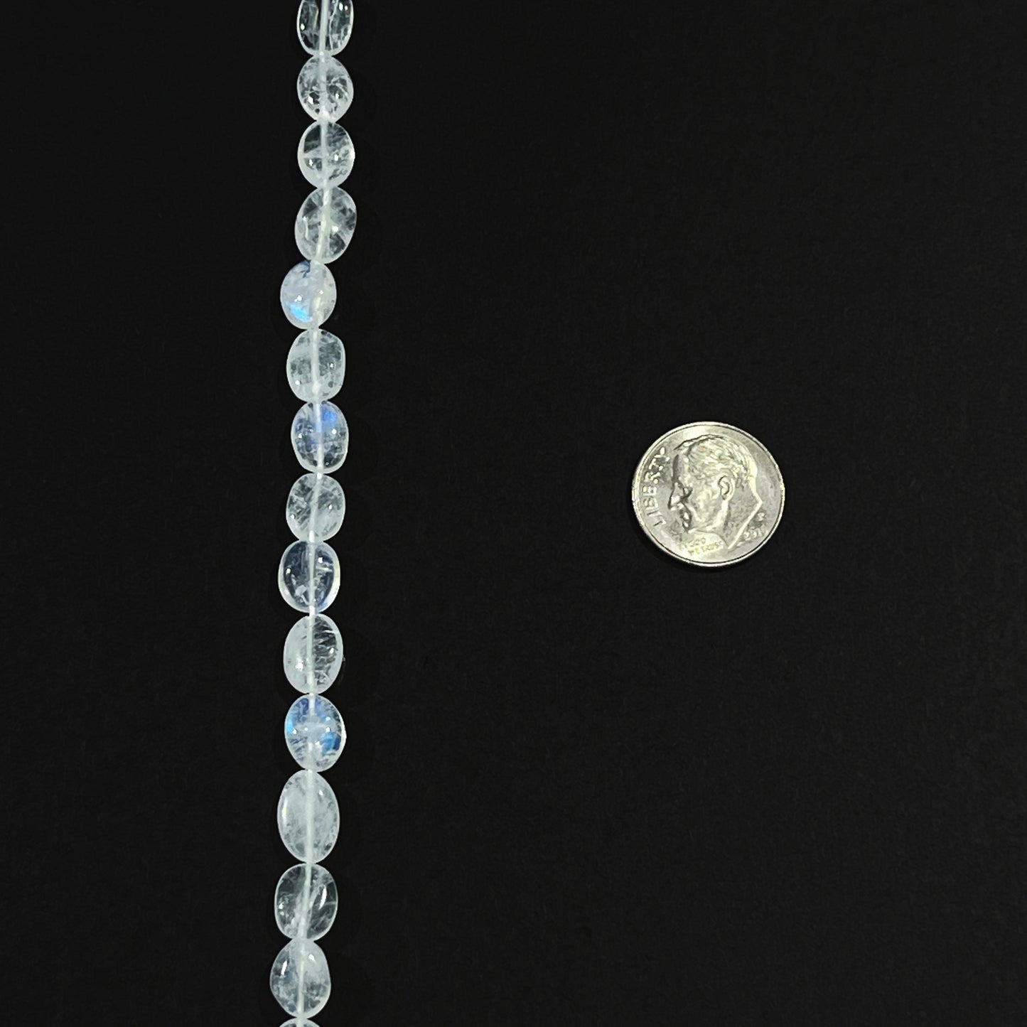 7–8mm x 8–13mm Oval Rainbow Moonstone 14 inch 43 pcs/strand
