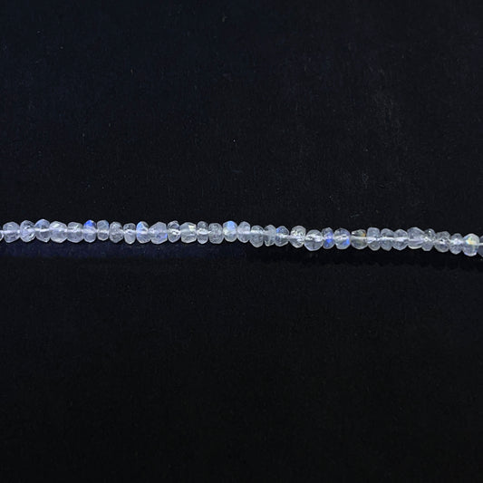 4–4.5mm Faceted Roll Rainbow Moonstone 14.5 inch 142 pcs/strand