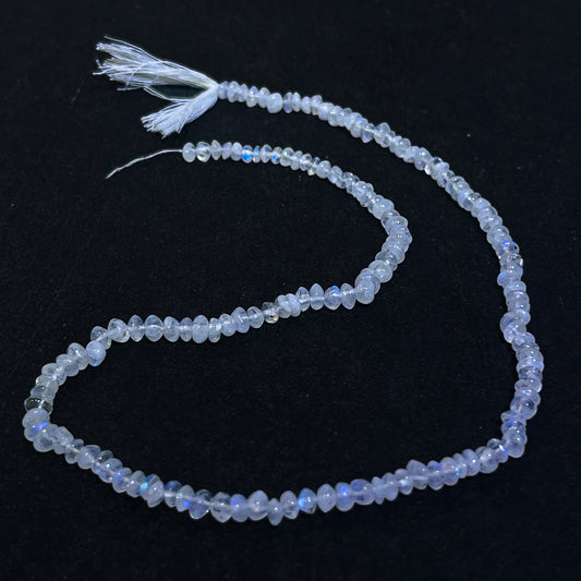 5.5–6mm Plain Rondelle Rainbow Moonstone 14 inch 114 pcs/strand