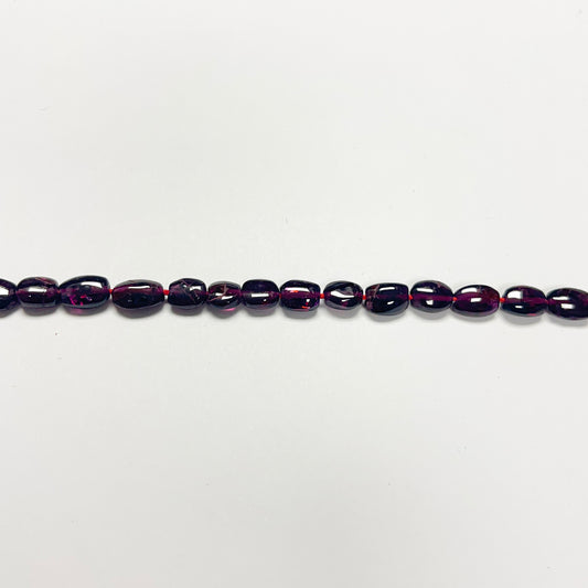 7–8mm x 5.5–6mm Smooth Oval Garnet 14 inch ~47 pcs/strand