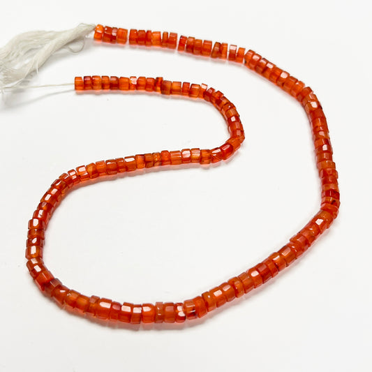 1.5–3mm x 4–4.4mm Faceted Carnelian Tires 15 inch ~65 pcs/strand