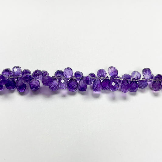 6–8mm x 9–12mm Faceted African Amethyst Drops 11 inch 85 pcs/strand