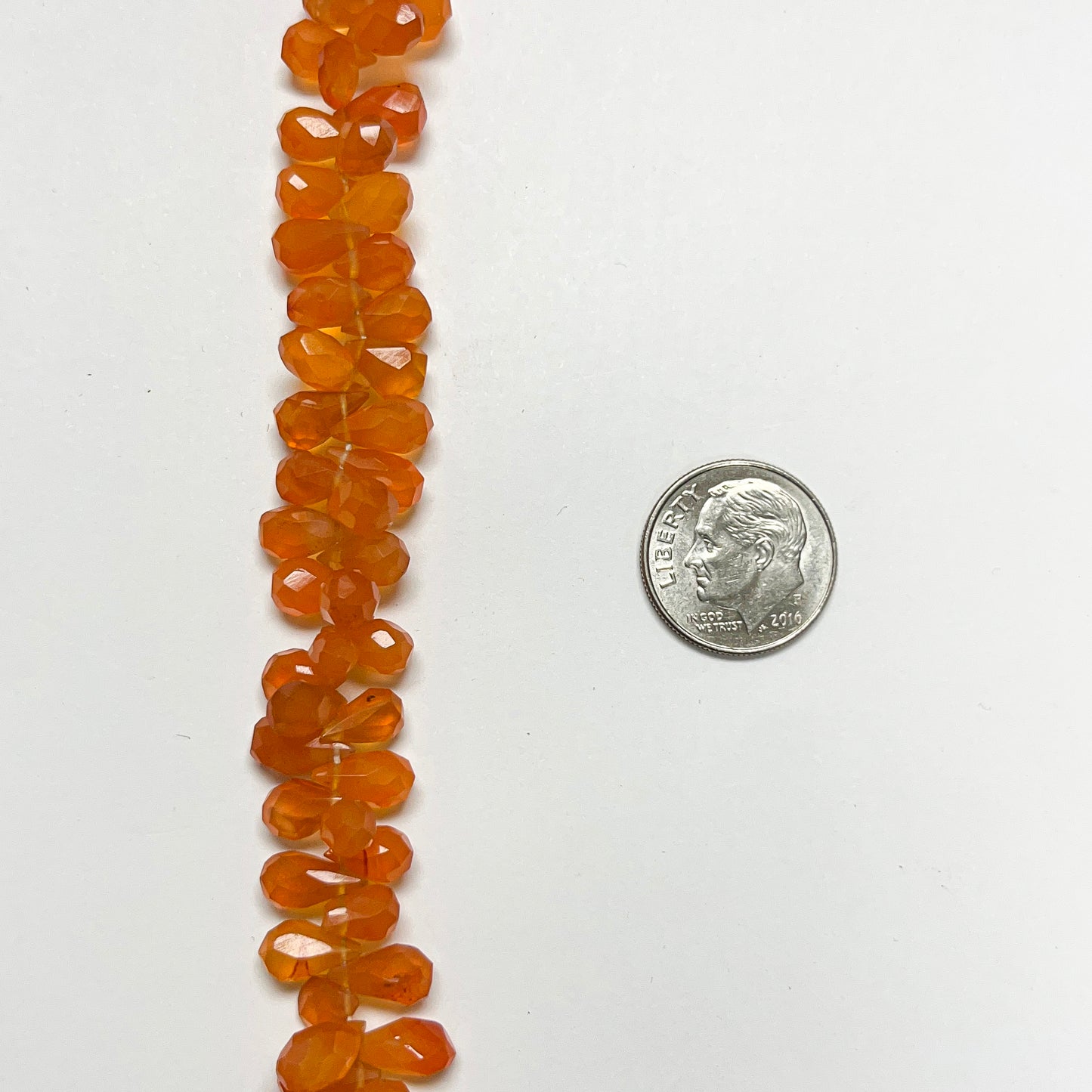 3.5–4.5mm x 7–8mm Faceted Carnelian Drops 16 inch ~165 pcs/strand