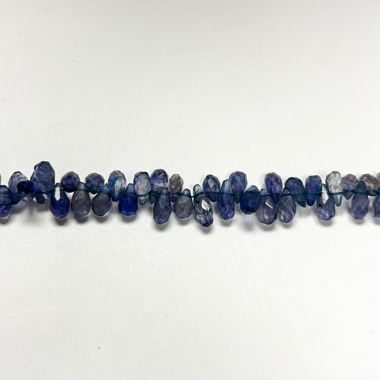 4mm x 6–9mm Faceted Iolite Drops 14 inch ~130 pcs/strand