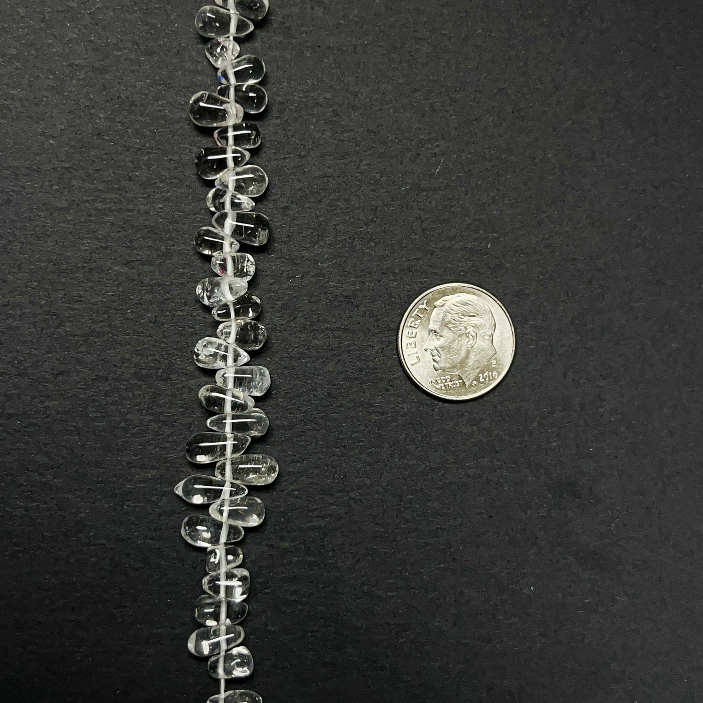 4–5mm x 8–12mm Plain Rock Crystal Drops 14 inch ~115 pcs/strand