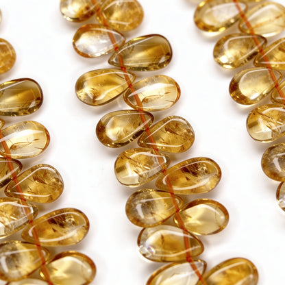 8-9mm Plain Smooth Natural Citrine Briolette 15.5-16 inch 118-120 pcs/strand