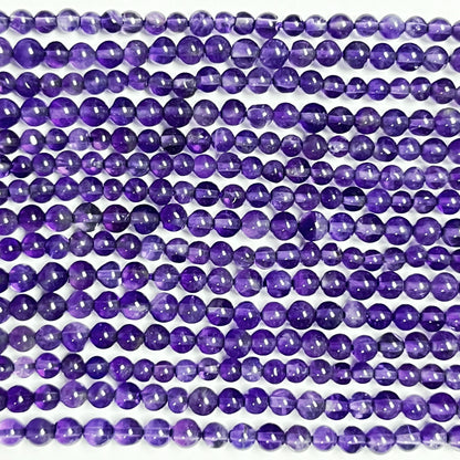 3.5–3.9mm Smooth Round Amethyst – 14.5 inch, 103 pcs/strand AAA High Quality