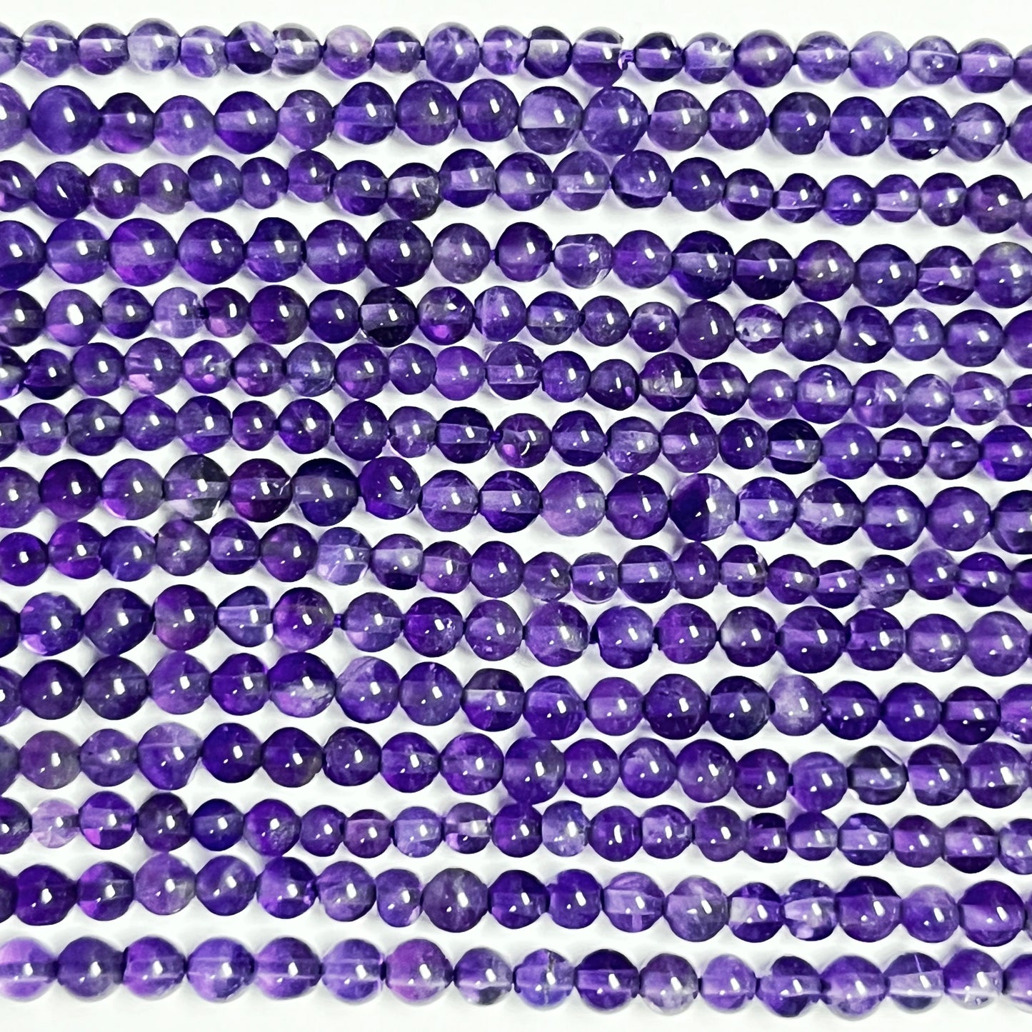 4–4.4mm Smooth Round Amethyst – 15 inch, 100 pcs/strand AAA High Quality