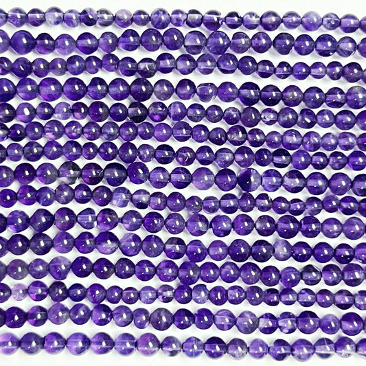 4–4.4mm Smooth Round Amethyst – 15 inch, 100 pcs/strand AAA High Quality