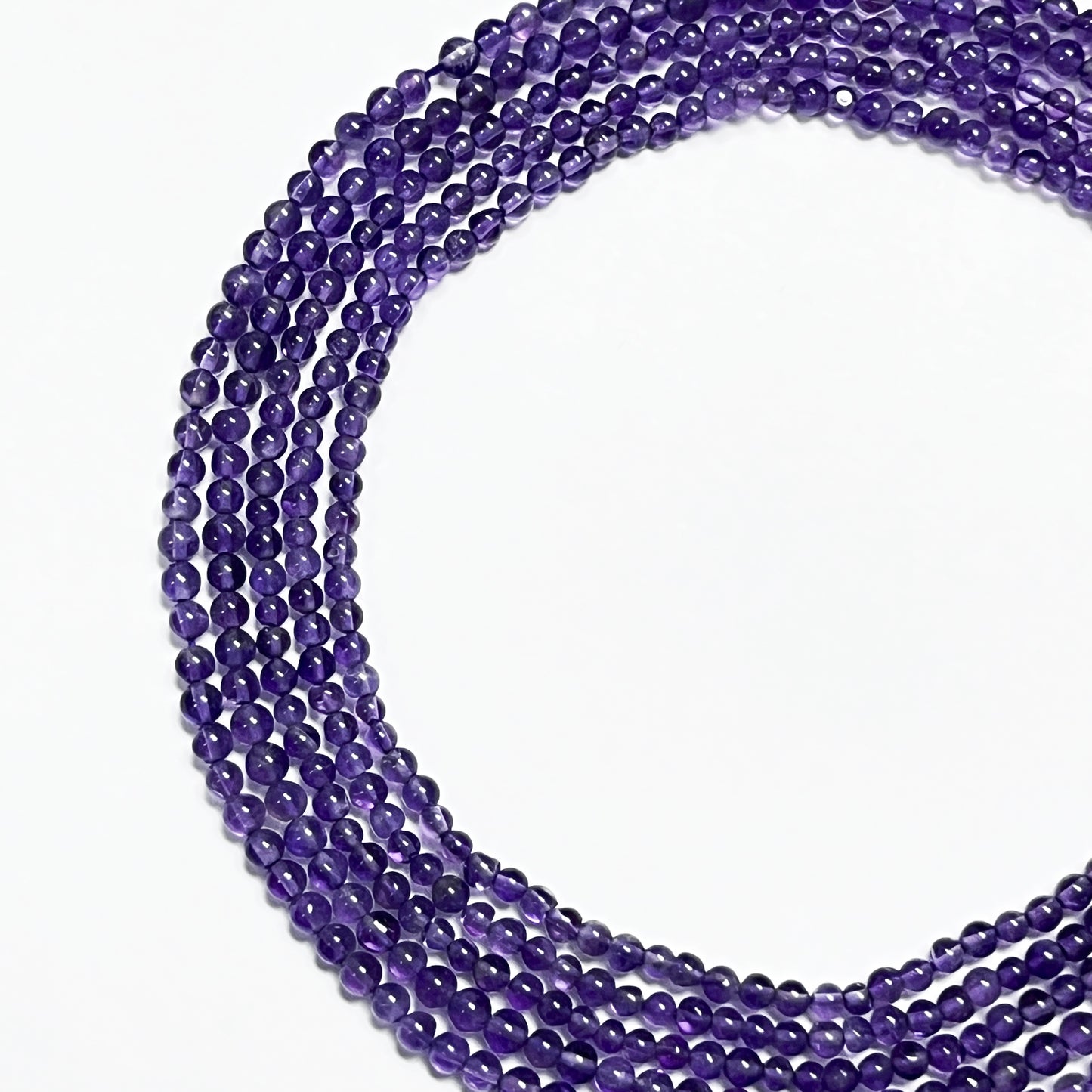 3.5–3.9mm Smooth Round Amethyst – 14.5 inch, 103 pcs/strand AAA High Quality