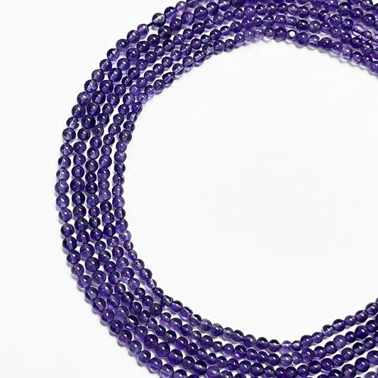 3.5–3.9mm Smooth Round Amethyst – 14.5 inch, 103 pcs/strand AAA High Quality