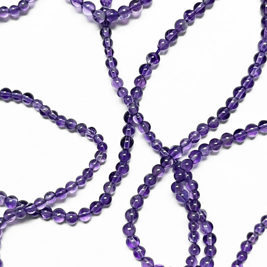 4.5–4.9mm Smooth Round Amethyst – 14.5 inch, 86 pcs/strand AAA High Quality