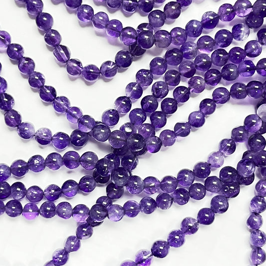 5.5–6mm Smooth Round Amethyst – 14 inch, 60 pcs/strand AAA High Quality