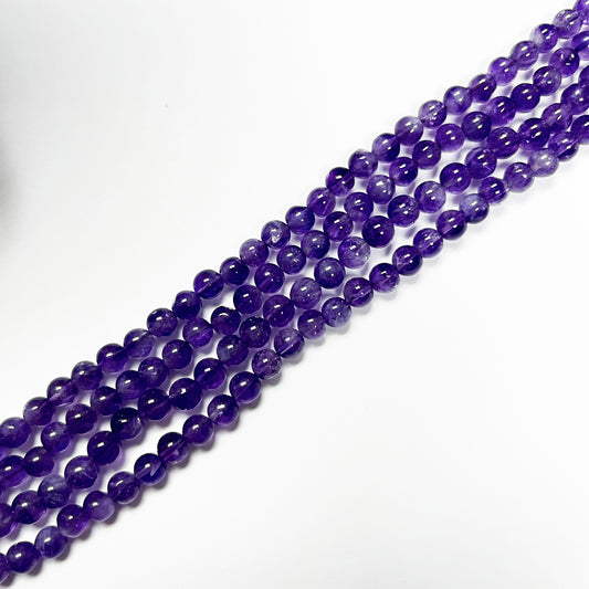 5.5–6mm Smooth Round Amethyst – 14 inch, 60 pcs/strand AAA High Quality