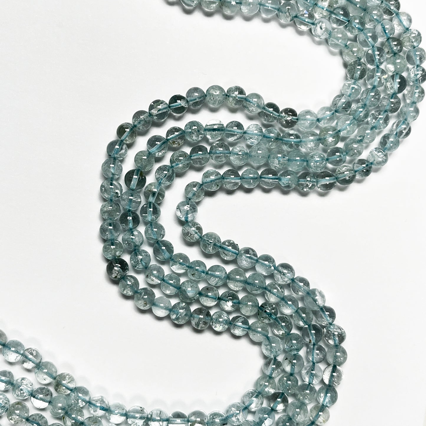 6.5–7mm Smooth Round Aquamarine 14.5 inch 58–60 pcs/strand AAA High Quality