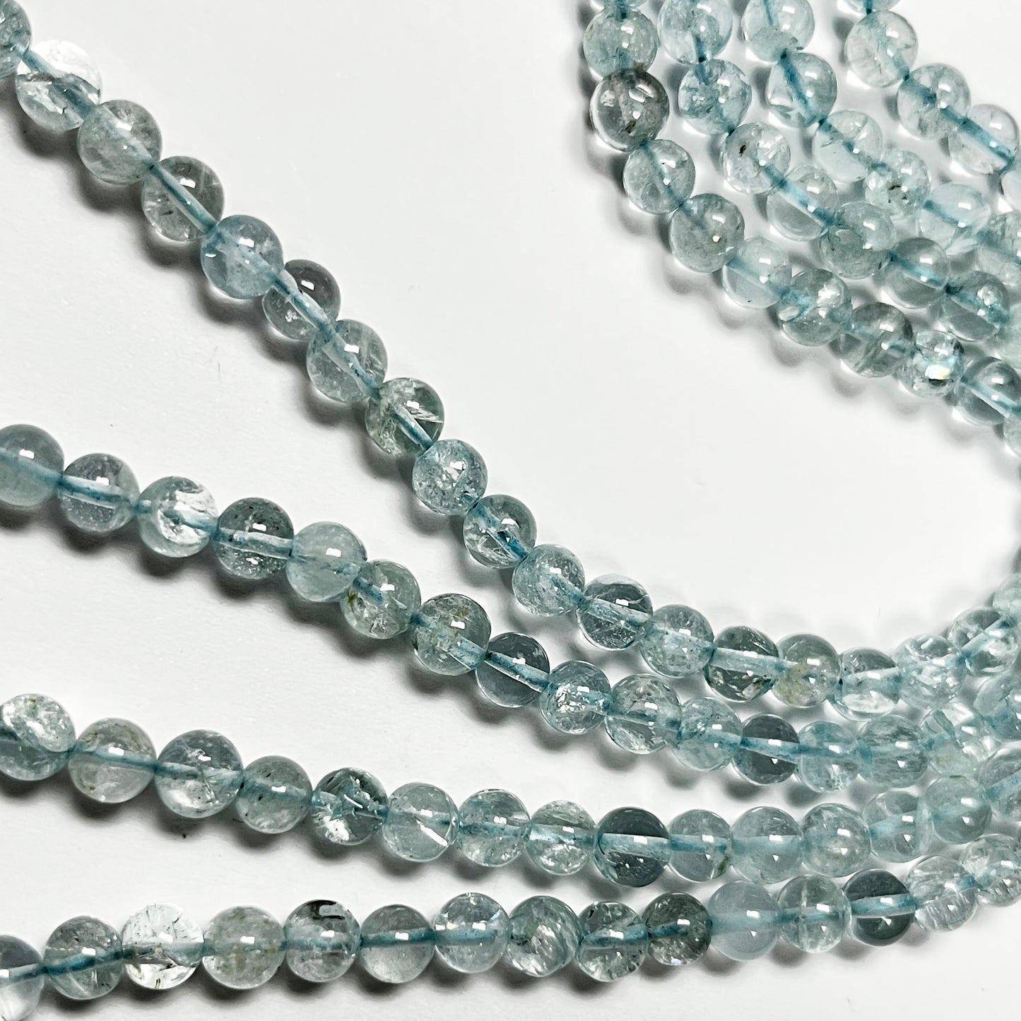 6.5–7mm Smooth Round Aquamarine 14.5 inch 58–60 pcs/strand AAA High Quality