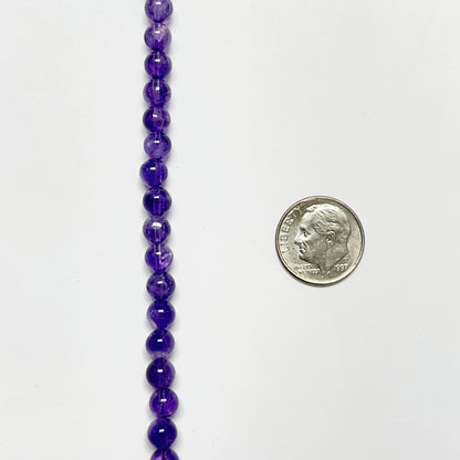 5.5–6mm Smooth Round Amethyst – 14 inch, 60 pcs/strand AAA High Quality