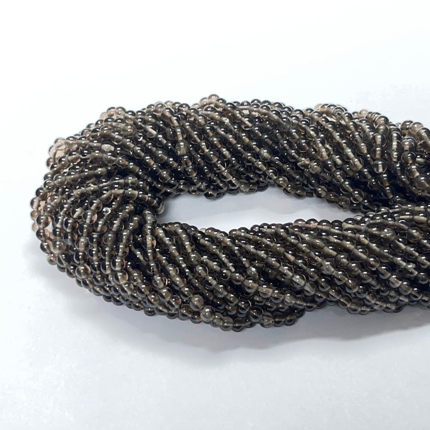 3.6–3.9mm Smooth Round Smoky Quartz 13.5 inch 92 pcs/strand AAA High Quality