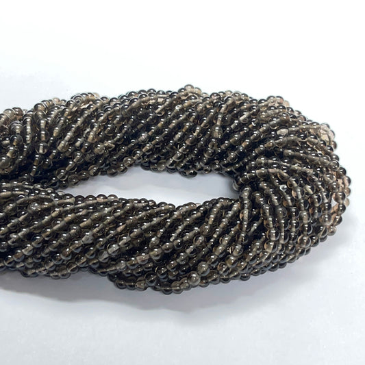 4mm Smooth Round Smoky Quartz 14 inch 97 pcs/strand AAA High Quality
