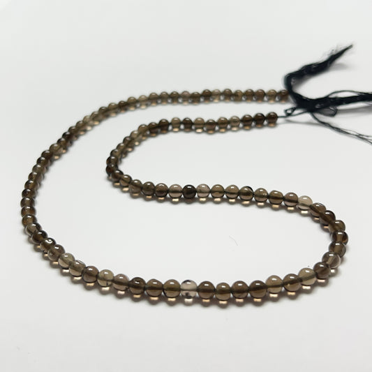 4mm Smooth Round Smoky Quartz 14 inch 97 pcs/strand AAA High Quality
