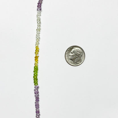 3.5–4mm Faceted Multi Color Spring Mix (Amethyst, Crystal Rock, Peridot) 14.8 inch 129 pcs/strand AAA High Quality