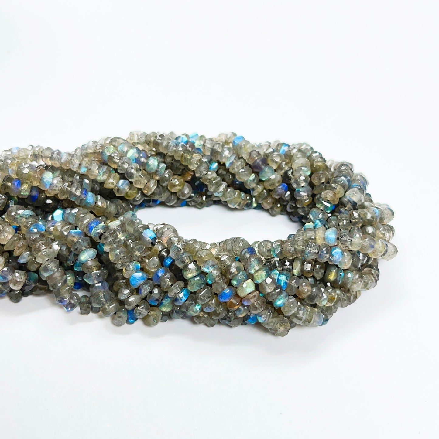 4.5–5mm Faceted Labradorite Roll 13 inch 134 pcs/strand AAA High Quality