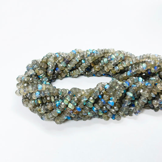 4.5–5mm Faceted Labradorite Roll 13 inch 134 pcs/strand AAA High Quality