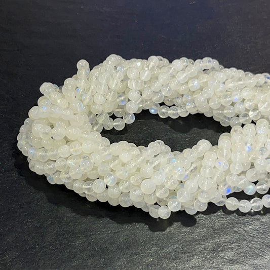 5–5.5mm Smooth Round Rainbow Moonstone 14.5 inch 75 pcs/strand AAA High Quality