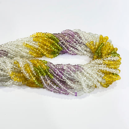 4–4.5mm Faceted Multi Color Spring Mix (Amethyst, Crystal Rock, Peridot) 14.8 inch 80 pcs/strand AAA High Quality