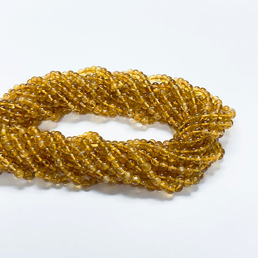 3.5–3.9mm Smooth Round Citrine 14.5 inch 110 pcs/strand AAA High Quality