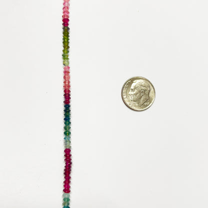 3–3.5mm Plain Rondelle Tourmaline 15 inch 185 pcs/strand AAA High Quality