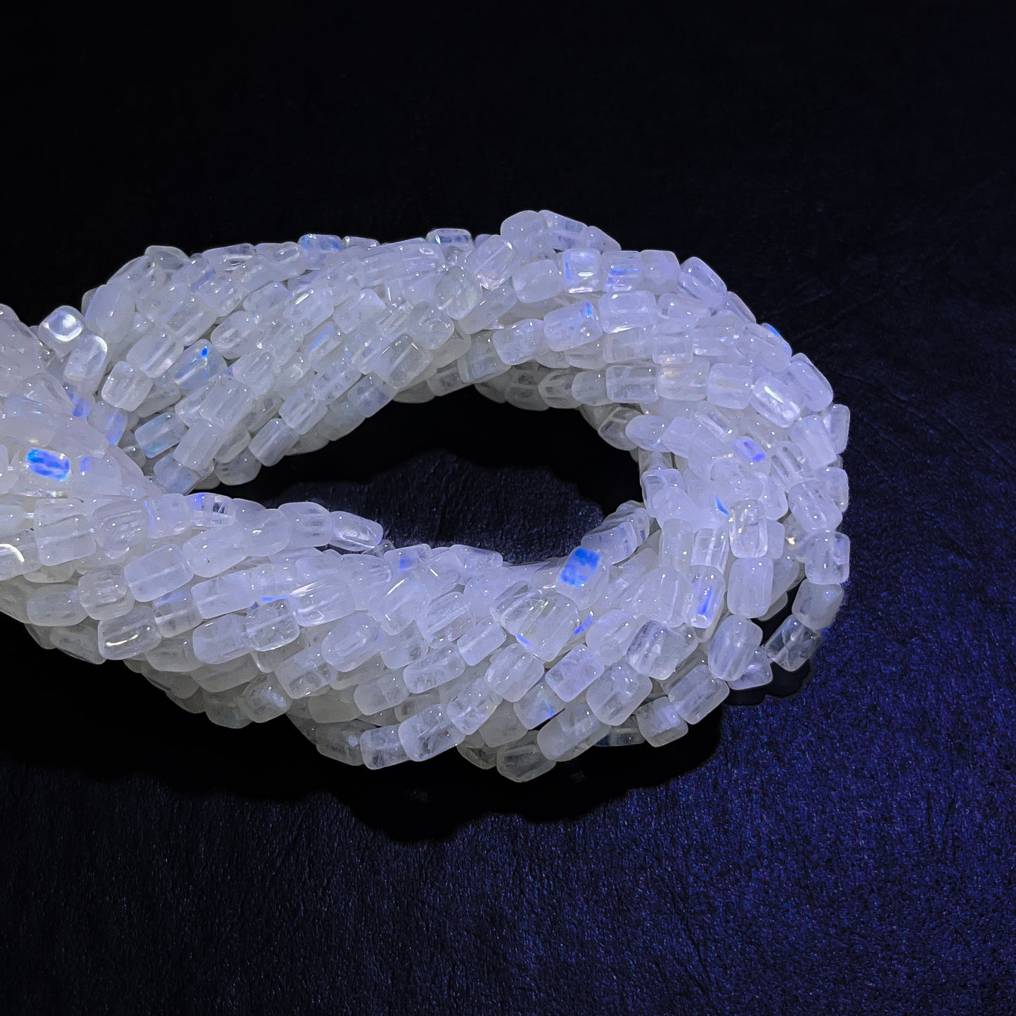 3.5mm Square Rainbow Moonstone 15 inch ~65 pcs/strand