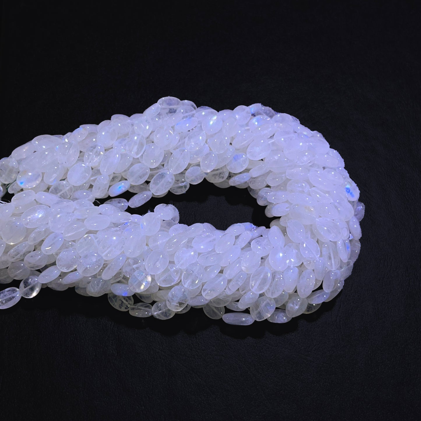 5–6mm x 8–9mm Oval Rainbow Moonstone 14.5 inch 50 pcs/strand
