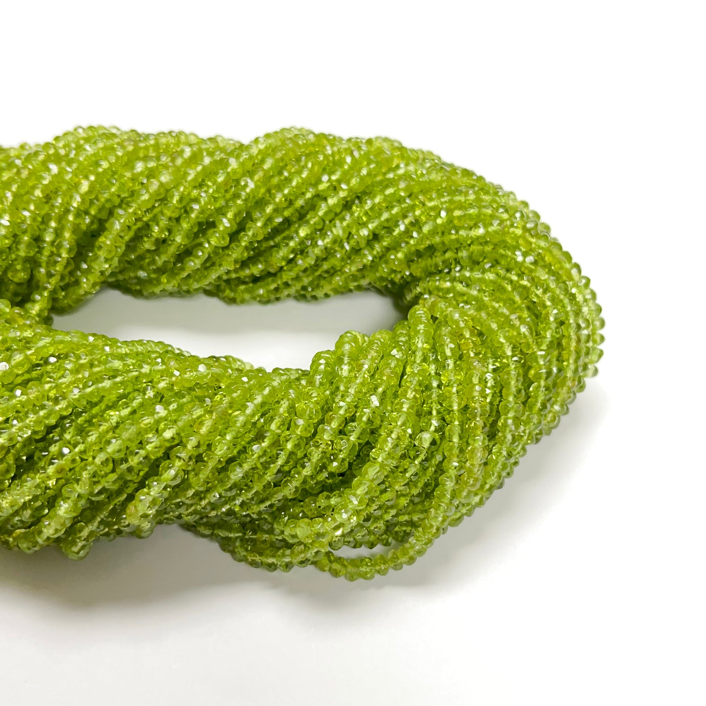 3–4mm Faceted Rondelle Peridot 15 inch 145 pcs/strand AAA High Quality