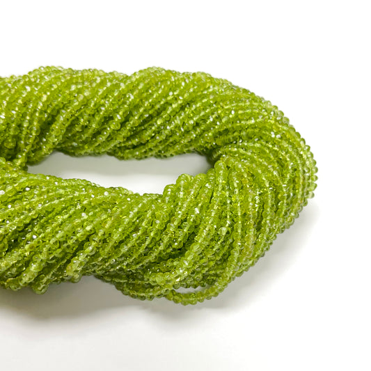 3–4mm Faceted Rondelle Peridot 15 inch 145 pcs/strand AAA High Quality