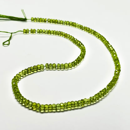 3–4mm Faceted Rondelle Peridot 15 inch 145 pcs/strand AAA High Quality