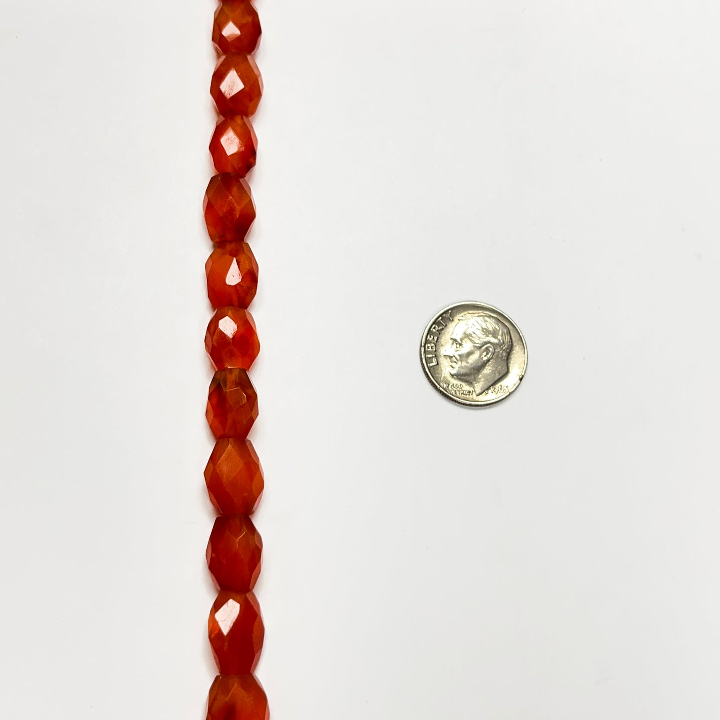 7–8mm Oval Faceted Carnelian 14 inch 32 pcs/strand AAA High Quality