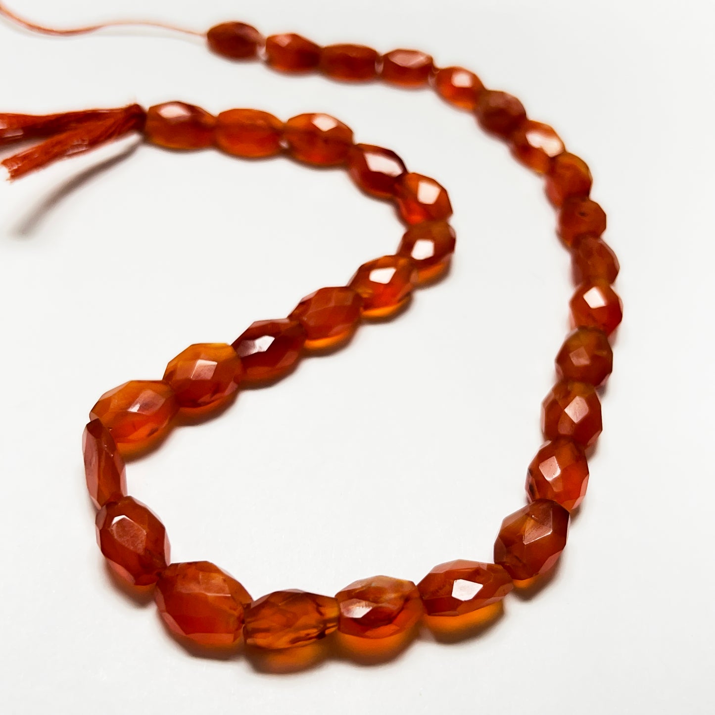 7–8mm Oval Faceted Carnelian 14 inch 32 pcs/strand AAA High Quality