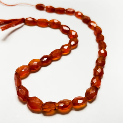 7–8mm Oval Faceted Carnelian 14 inch 32 pcs/strand AAA High Quality