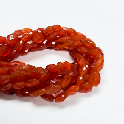 7–8mm Oval Faceted Carnelian 14 inch 32 pcs/strand AAA High Quality