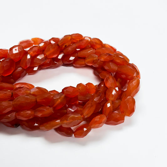 7–8mm Oval Faceted Carnelian 14 inch 32 pcs/strand AAA High Quality