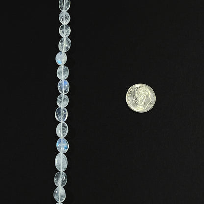 7–8mm x 8–13mm Oval Rainbow Moonstone 14 inch 43 pcs/strand