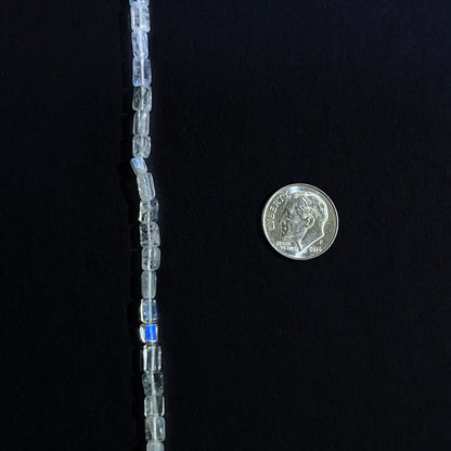 4–4.4mm Square Rainbow Moonstone 14 inch ~65 pcs/strand
