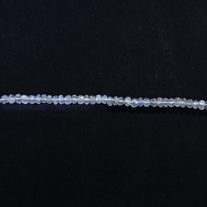 4–4.5mm Faceted Roll Rainbow Moonstone 14.5 inch 142 pcs/strand