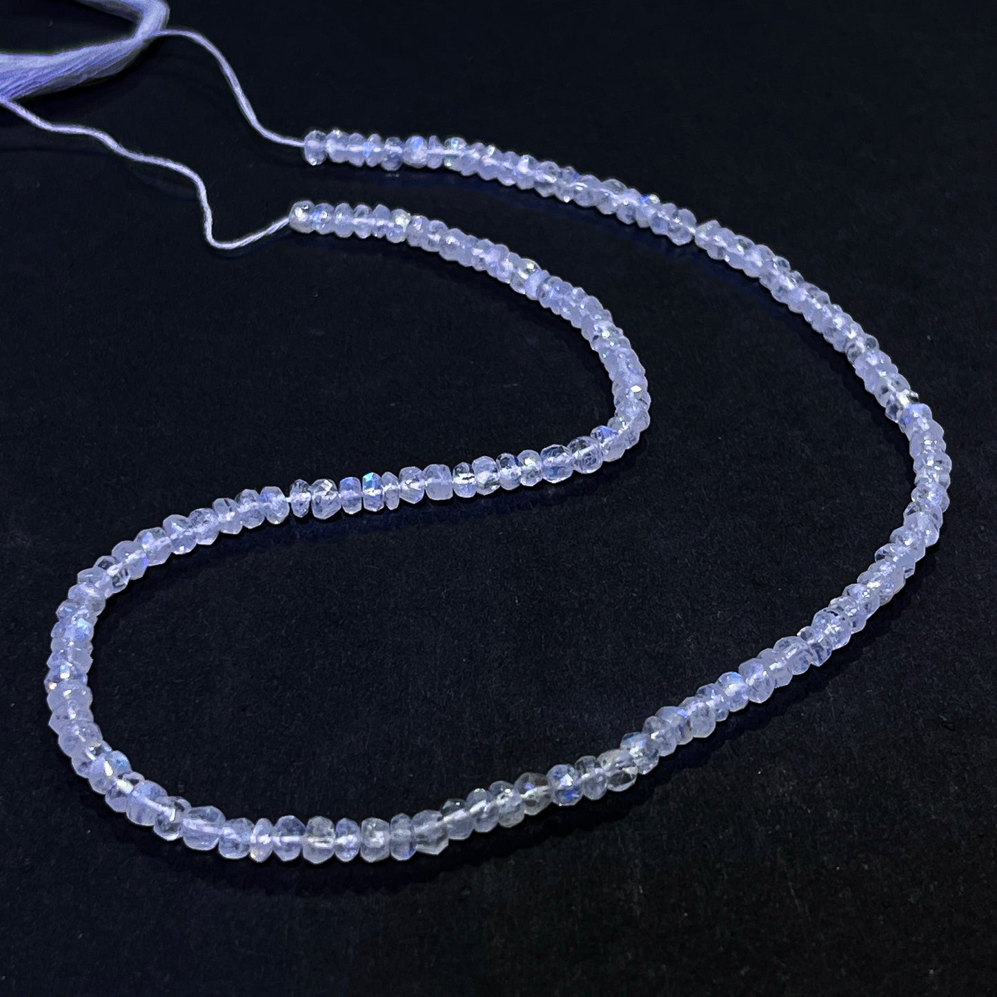 4–4.5mm Faceted Roll Rainbow Moonstone 14.5 inch 142 pcs/strand